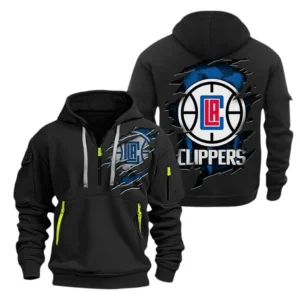 LA Clippers Hoodie Half  Zipper NBA56180125033 - Gift For Fan LA Clippers - Black