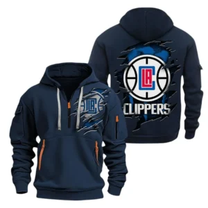 LA Clippers Hoodie Half  Zipper NBA56180125033 - Gift For Fan LA Clippers - Blue