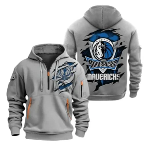 Dallas Mavericks Hoodie Half  Zipper NBA56180125034 - Gift For Fan Dallas Mavericks - Grey
