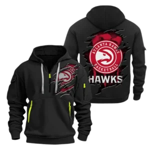 Atlanta Hawks Hoodie Half  Zipper NBA56180125035 - Gift For Fan Atlanta Hawks - Black