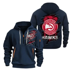 Atlanta Hawks Hoodie Half  Zipper NBA56180125035 - Gift For Fan Atlanta Hawks - Blue