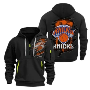New York Knicks Hoodie Half  Zipper NBA56180125037 - Gift For Fan New York Knicks - Black