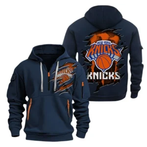 New York Knicks Hoodie Half  Zipper NBA56180125037 - Gift For Fan New York Knicks - Blue