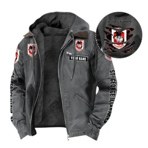 St. George Illawarra Dragons Hooded And Flannel Hoodie, Gift For St. George Illawarra Dragons Fan NRL104060925347 - Gray