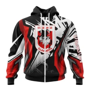 St. George Illawarra Dragons NRL Zipper Hoodie 3D Print, Personalize Name and Number NRL108061625788