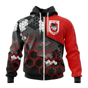 St. George Illawarra Dragons NRL Zipper Hoodie 3D Print, Personalize Name and Number NRL108061625807