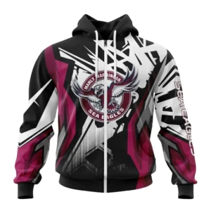 Manly Warringah Sea Eagles NRL Zipper Hoodie 3D Print, Personalize Name and Number NRL108061625835