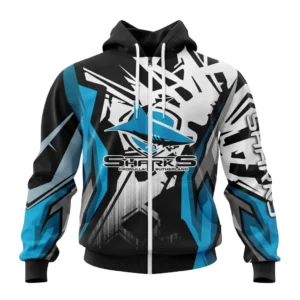 Cronulla-Sutherland Sharks NRL Zipper Hoodie 3D Print, Personalize Name and Number NRL108061625838
