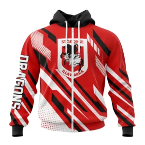 St. George Illawarra Dragons NRL Zipper Hoodie 3D Print, Personalize Name and Number NRL108061625856