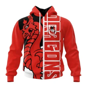 St. George Illawarra Dragons NRL Zipper Hoodie 3D Print, Personalize Name and Number NRL108061625886