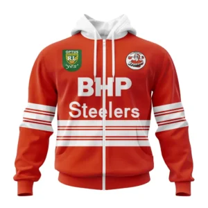 Illawarra Steelers Retro NRL Zipper Hoodie 3D Print, Personalize Name and Number NRL108061625894