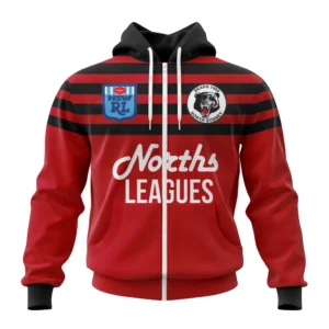 North Sydney Bears Retro NRL Zipper Hoodie 3D Print, Personalize Name and Number NRL108061625897