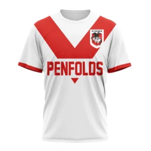 St. George Illawarra Dragons Retro NRL T-Shirt 3D Print, Personalize Name and Number NRL108061625903