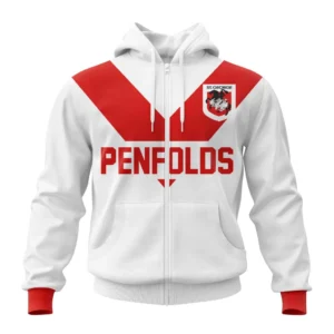 St. George Illawarra Dragons Retro NRL Zipper Hoodie 3D Print, Personalize Name and Number NRL108061625903