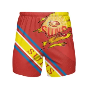 Gold Coast Suns Beach Shorts 3D Print, All Over Print Hawaiian Shorts Gold Coast Suns AFL132062125446