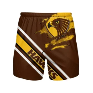 Hawthorn Football Club Beach Shorts 3D Print, All Over Print Hawaiian Shorts Hawthorn Football Club AFL132062125455