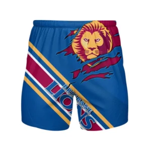 Brisbane Lions Beach Shorts 3D Print, All Over Print Hawaiian Shorts Brisbane Lions AFL132062125458