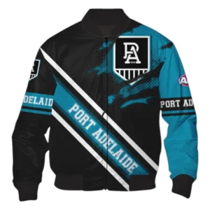 Port Adelaide Power Bomber Jacket 3D Print, All Over Print Bomber Jacket Port Adelaide Power AFL132062125456