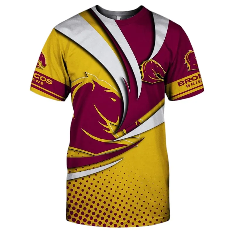 Brisbane Broncos T-Shirt 3D Print, All Over Print T-Shirt Brisbane Broncos NRL123062125792