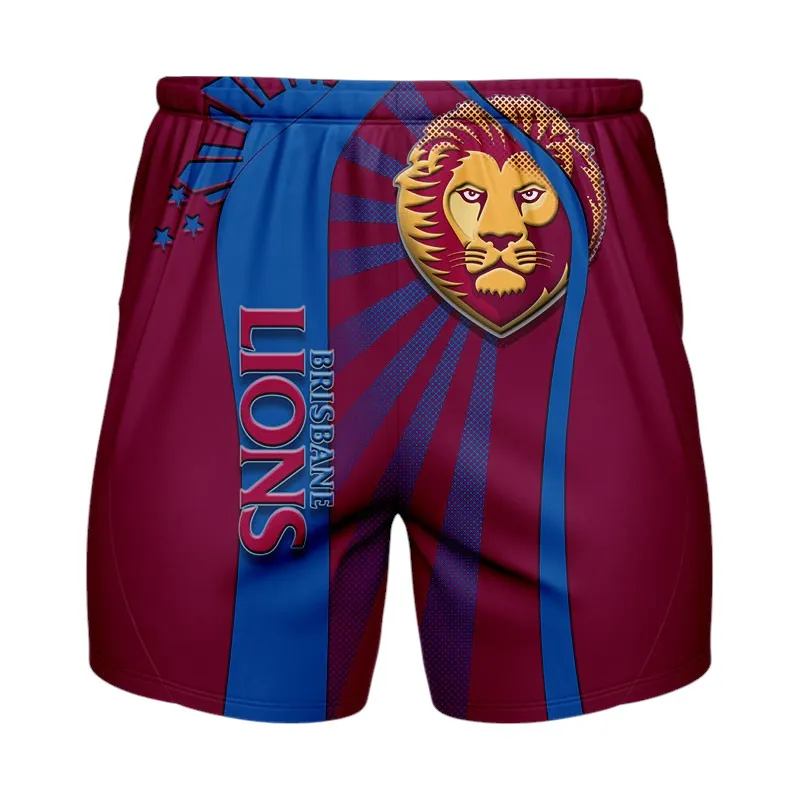Brisbane Lions Beach Shorts 3D Print, All Over Print Hawaiian Shorts Brisbane Lions AFL127062125669