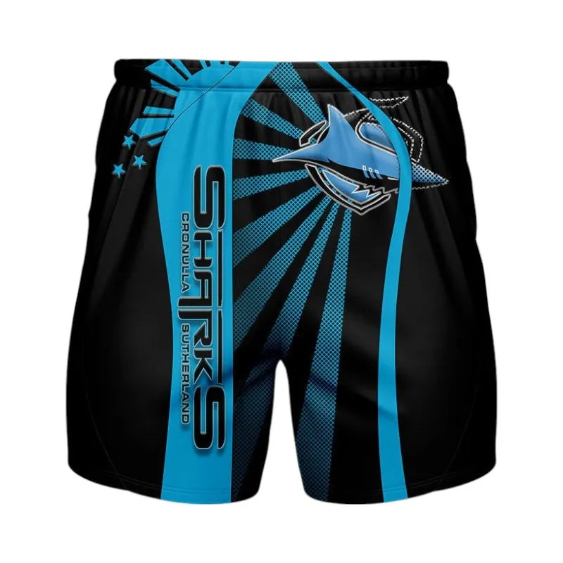 Cronulla Sharks Beach Shorts 3D Print, All Over Print Hawaiian Shorts Cronulla Sharks NRL122062125336