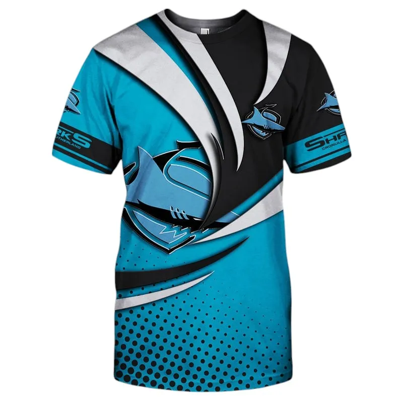 Cronulla Sharks T-Shirt 3D Print, All Over Print T-Shirt Cronulla Sharks NRL123062125779