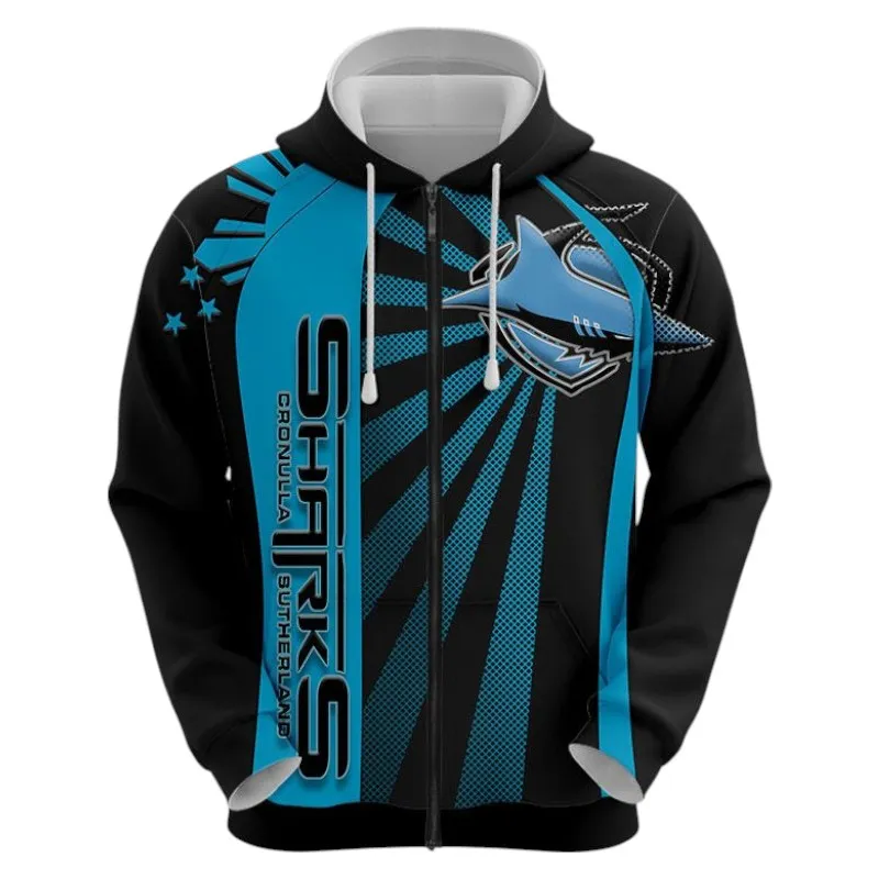 Cronulla Sharks Zipper Hoodie 3D Print, All Over Print Zipper Hoodie Cronulla Sharks NRL122062125336