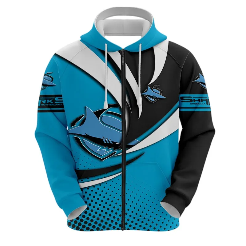 Cronulla Sharks Zipper Hoodie 3D Print, All Over Print Zipper Hoodie Cronulla Sharks NRL123062125779