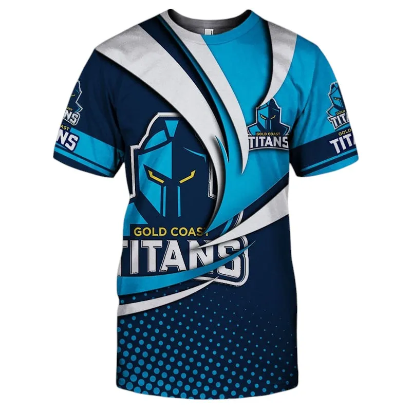 Gold Coast Titans T-Shirt 3D Print, All Over Print T-Shirt Gold Coast Titans NRL123062125778