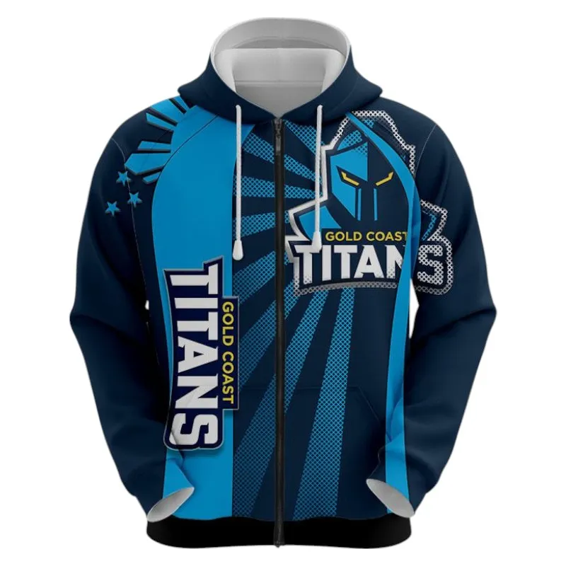 Gold Coast Titans Zipper Hoodie 3D Print, All Over Print Zipper Hoodie Gold Coast Titans NRL122062125338