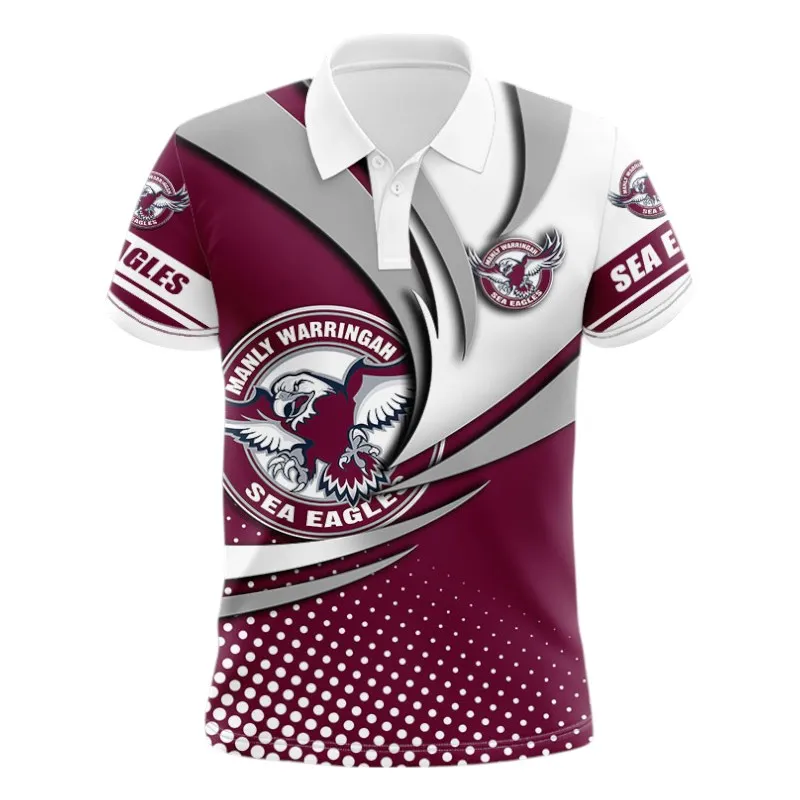 Manly Warringah Sea Eagles Polo Shirt 3D Print, All Over Print Polo Shirt Manly Warringah Sea Eagles NRL123062125793