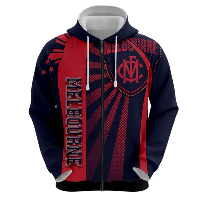 Melbourne Football Club Zipper Hoodie 3D Print, All Over Print Zipper Hoodie Melbourne Football Club AFL127062125673
