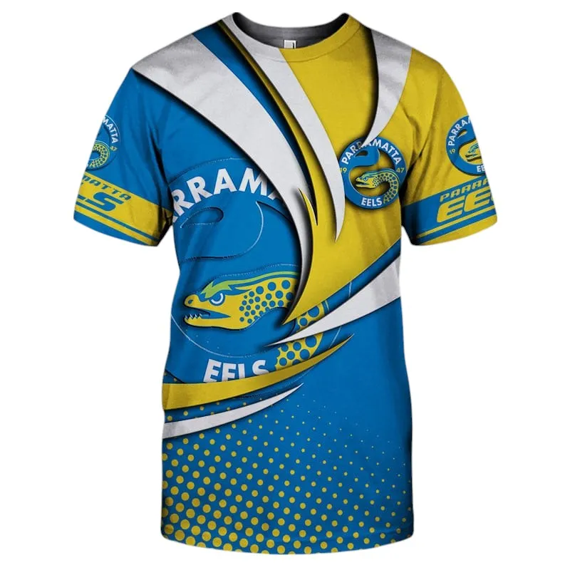 Parramatta Eels T-Shirt 3D Print, All Over Print T-Shirt Parramatta Eels NRL123062125781