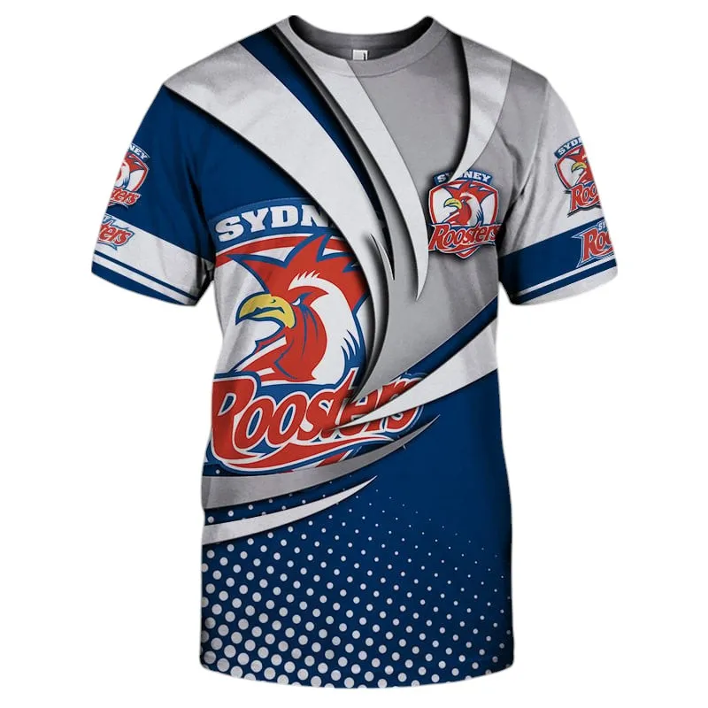 Sydney Roosters T-Shirt 3D Print, All Over Print T-Shirt Sydney Roosters NRL123062125786