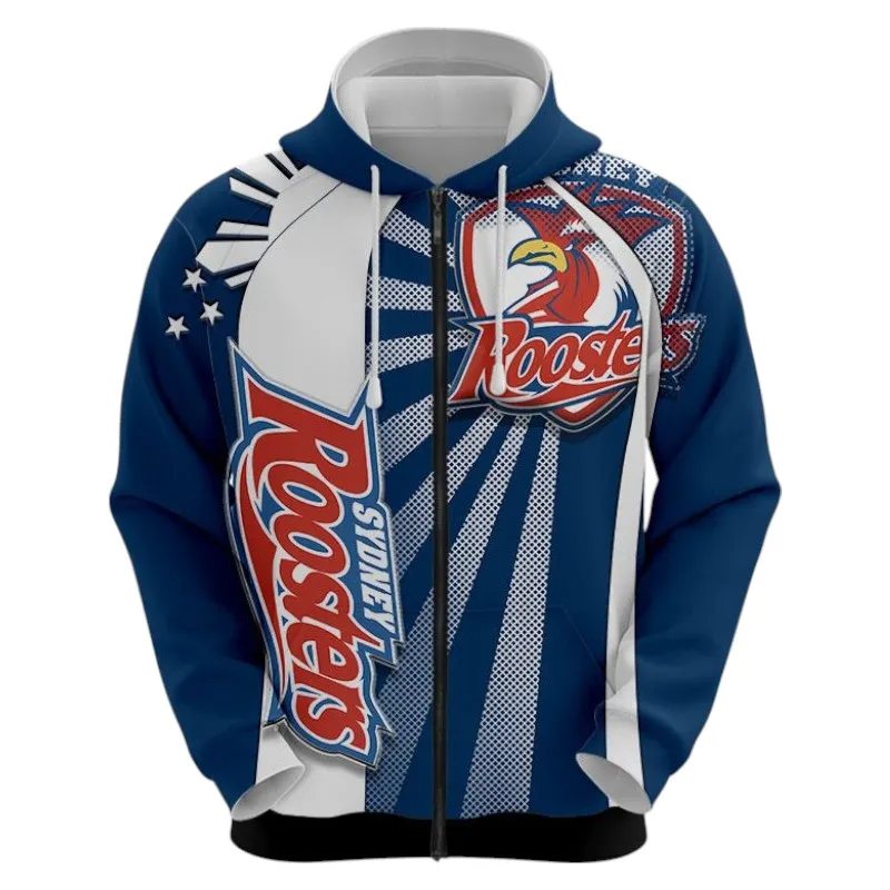 Sydney Roosters Zipper Hoodie 3D Print, All Over Print Zipper Hoodie Sydney Roosters NRL122062125348