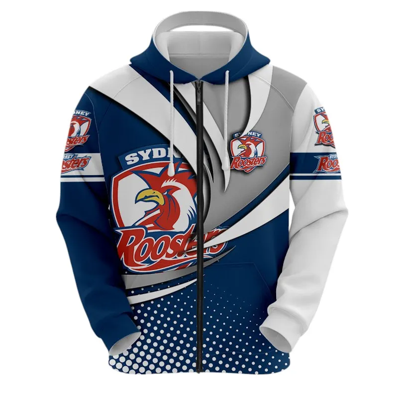 Sydney Roosters Zipper Hoodie 3D Print, All Over Print Zipper Hoodie Sydney Roosters NRL123062125786
