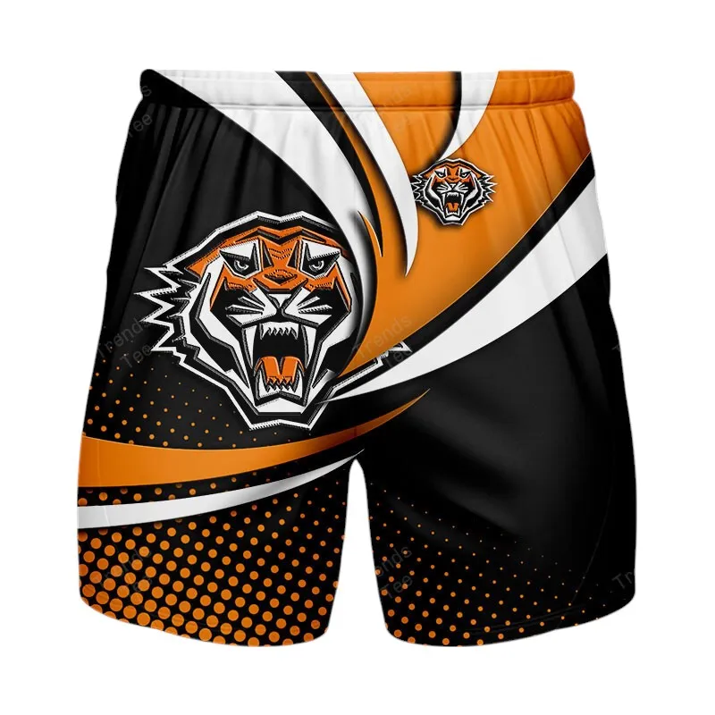 Wests Tigers Beach Shorts 3D Print, All Over Print Hawaiian Shorts Wests Tigers NRL123062125782