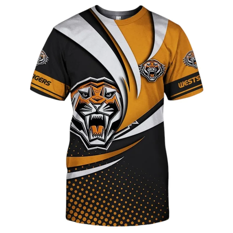 Wests Tigers T-Shirt 3D Print, All Over Print T-Shirt Wests Tigers NRL123062125782