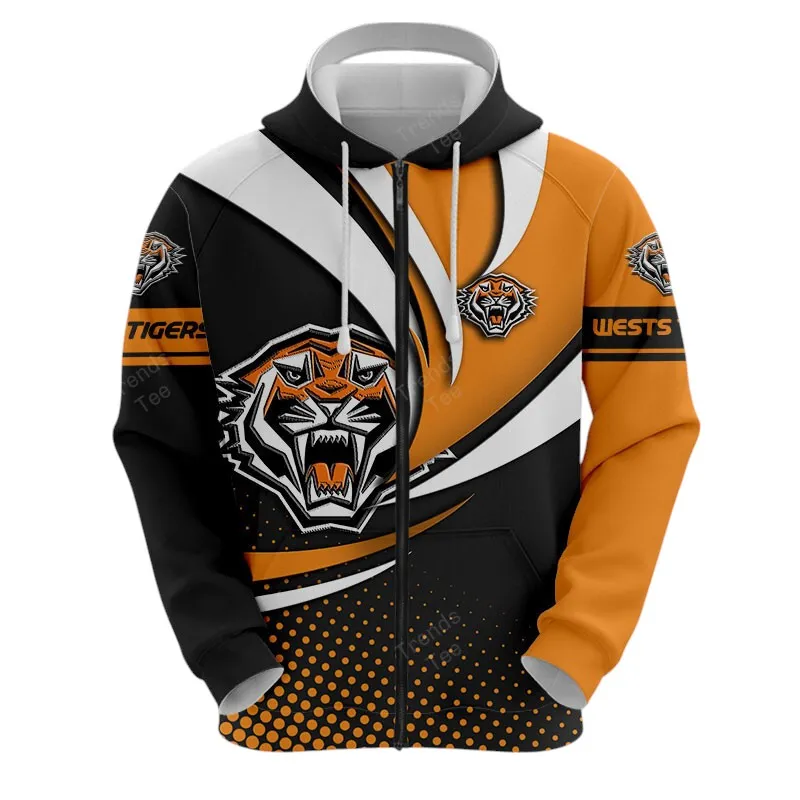 Wests Tigers Zipper Hoodie 3D Print, All Over Print Zipper Hoodie Wests Tigers NRL123062125782