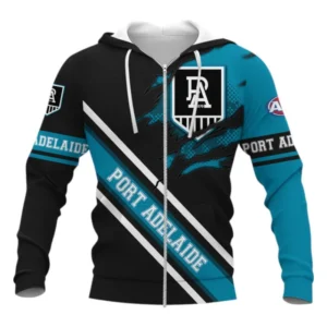 Port Adelaide Power Zipper Hoodie 3D Print, All Over Print Zipper Hoodie Port Adelaide Power AFL132062125456