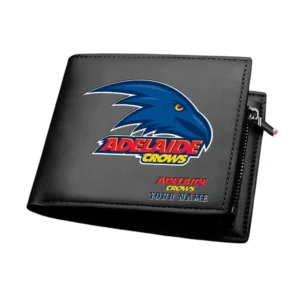 Adelaide Crows Fans Gift Horizontal Leather Wallet, All Over Print Wallet For Sport Fan, Custom Name AFL138071725126 - Black