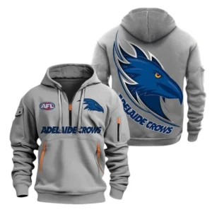 Adelaide Crows Fans Gift Hoodie Half Zipper, All Over Print Hoodie Half Zipper For Sport Fan AFL142071225123 - Grey