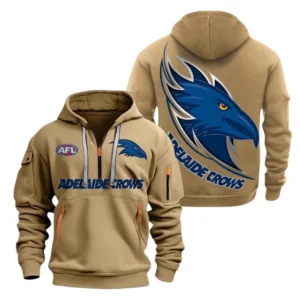 Adelaide Crows Fans Gift Hoodie Half Zipper, All Over Print Hoodie Half Zipper For Sport Fan AFL142071225123 - Khaki