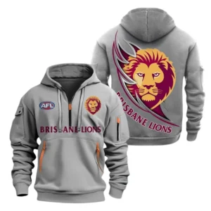 Brisbane Lions Fans Gift Hoodie Half Zipper, All Over Print Hoodie Half Zipper For Sport Fan AFL142071225124 - Grey
