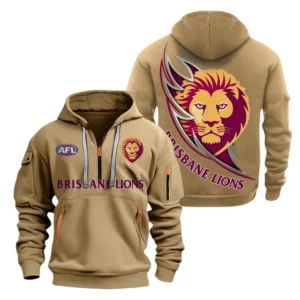 Brisbane Lions Fans Gift Hoodie Half Zipper, All Over Print Hoodie Half Zipper For Sport Fan AFL142071225124 - Khaki