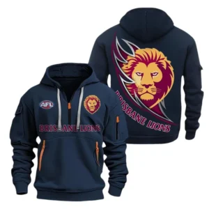 Brisbane Lions Fans Gift Hoodie Half Zipper, All Over Print Hoodie Half Zipper For Sport Fan AFL142071225124 - Navy blue