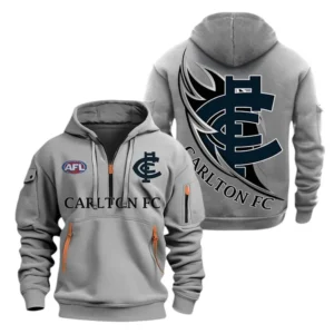 Carlton Fans Gift Hoodie Half Zipper, All Over Print Hoodie Half Zipper For Sport Fan AFL142071225125 - Grey