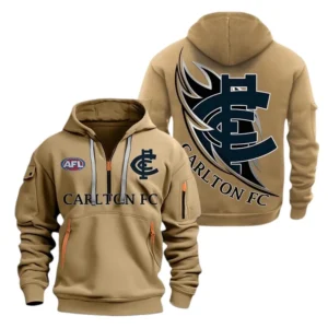 Carlton Fans Gift Hoodie Half Zipper, All Over Print Hoodie Half Zipper For Sport Fan AFL142071225125 - Khaki