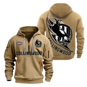 Collingwood Fans Gift Hoodie Half Zipper, All Over Print Hoodie Half Zipper For Sport Fan AFL142071225126 - Khaki