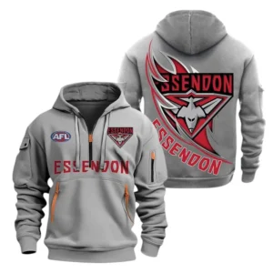 Essendon Fans Gift Hoodie Half Zipper, All Over Print Hoodie Half Zipper For Sport Fan AFL142071225127 - Grey